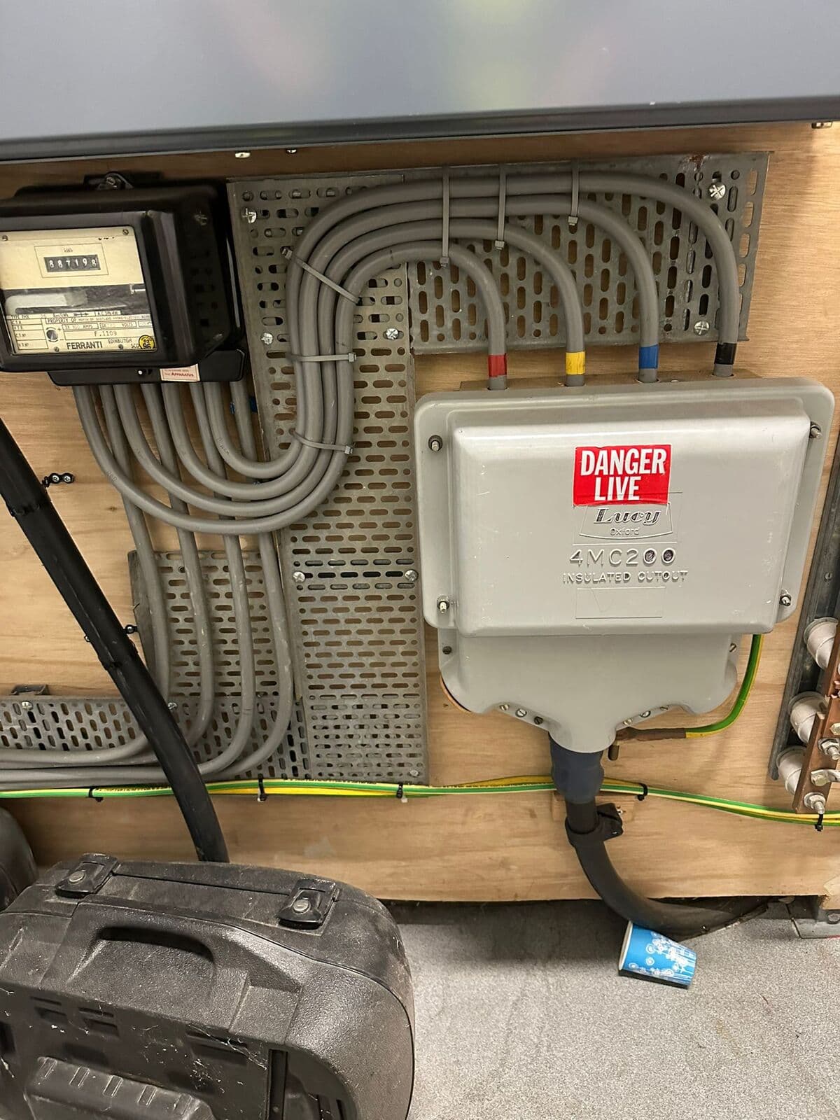Commercial meter position with neat cable runs on a board